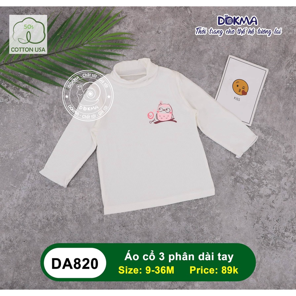 DA820 Áo cổ 3 phân dài tay Dokma vải cotton tăm mỏng giữ nhiệt (9-36M)