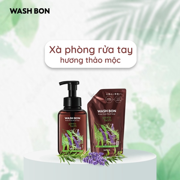 Xà phòng rửa tay tạo bọt Wash Bon hương thảo mộc 500ml