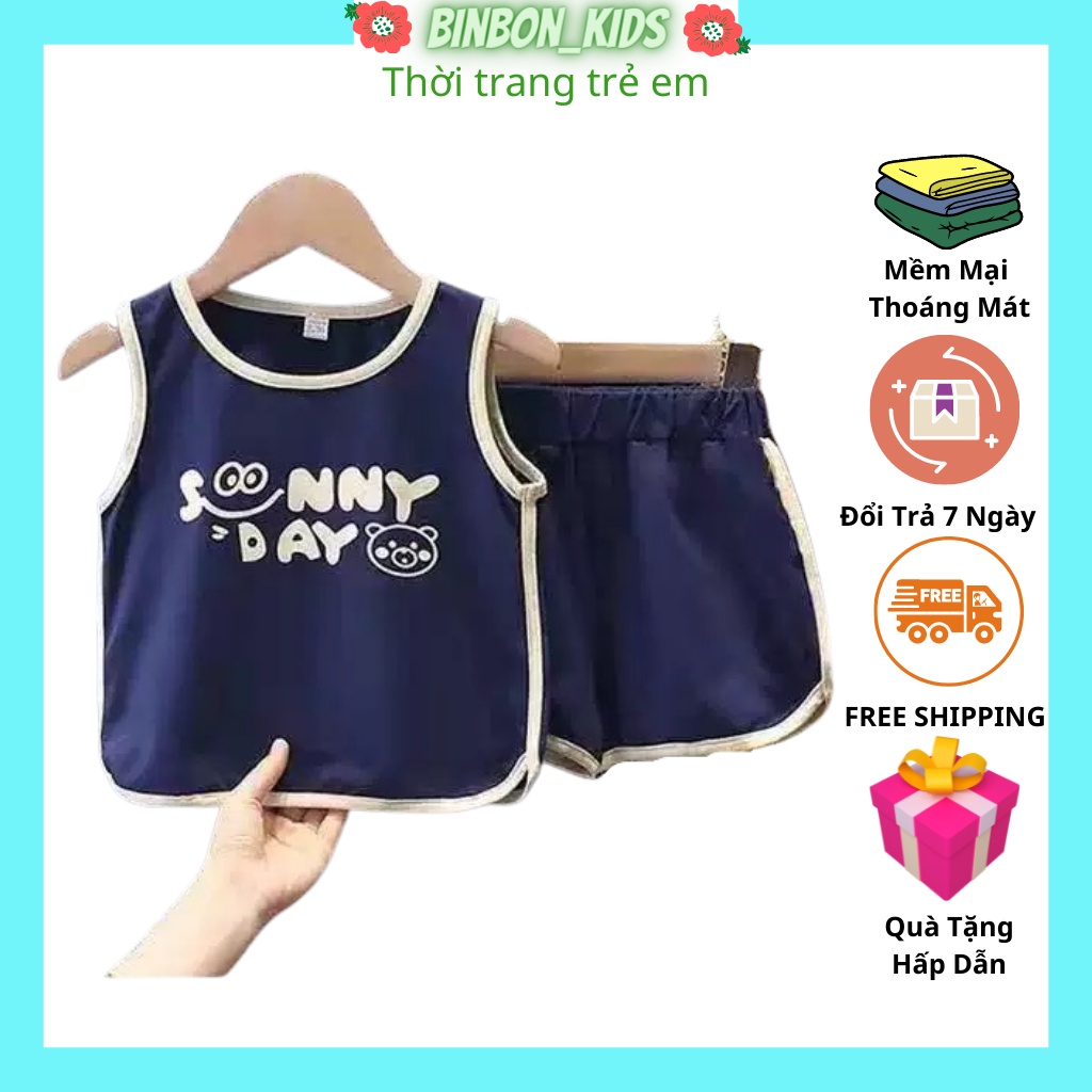 Bộ cộc tay cho bé quần áo sát nách Sunny cho bé trai bé gáichất thun lạnh cao cấp siêu mềm siêu mát Binbon kids 6-26kg
