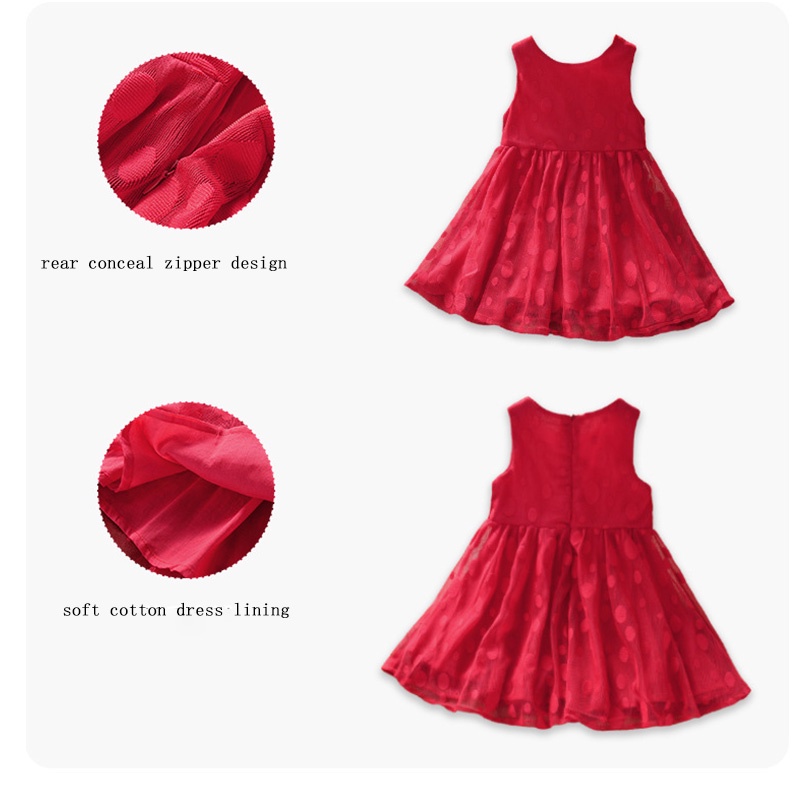 Đầm Xoè Tulle Màu Đỏ Cho Bé Gái