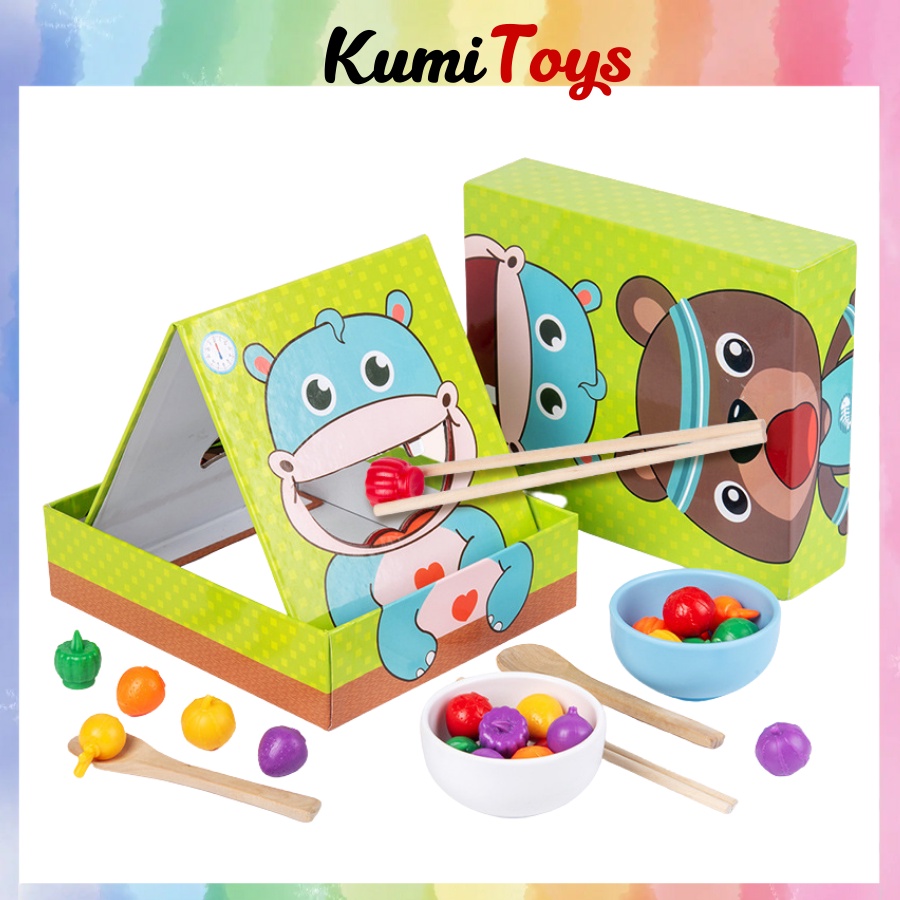 Đồ chơi luyện gắp đũa và thìa theo phương pháp giáo dục sớm Montesssori cho bé Kumi toys