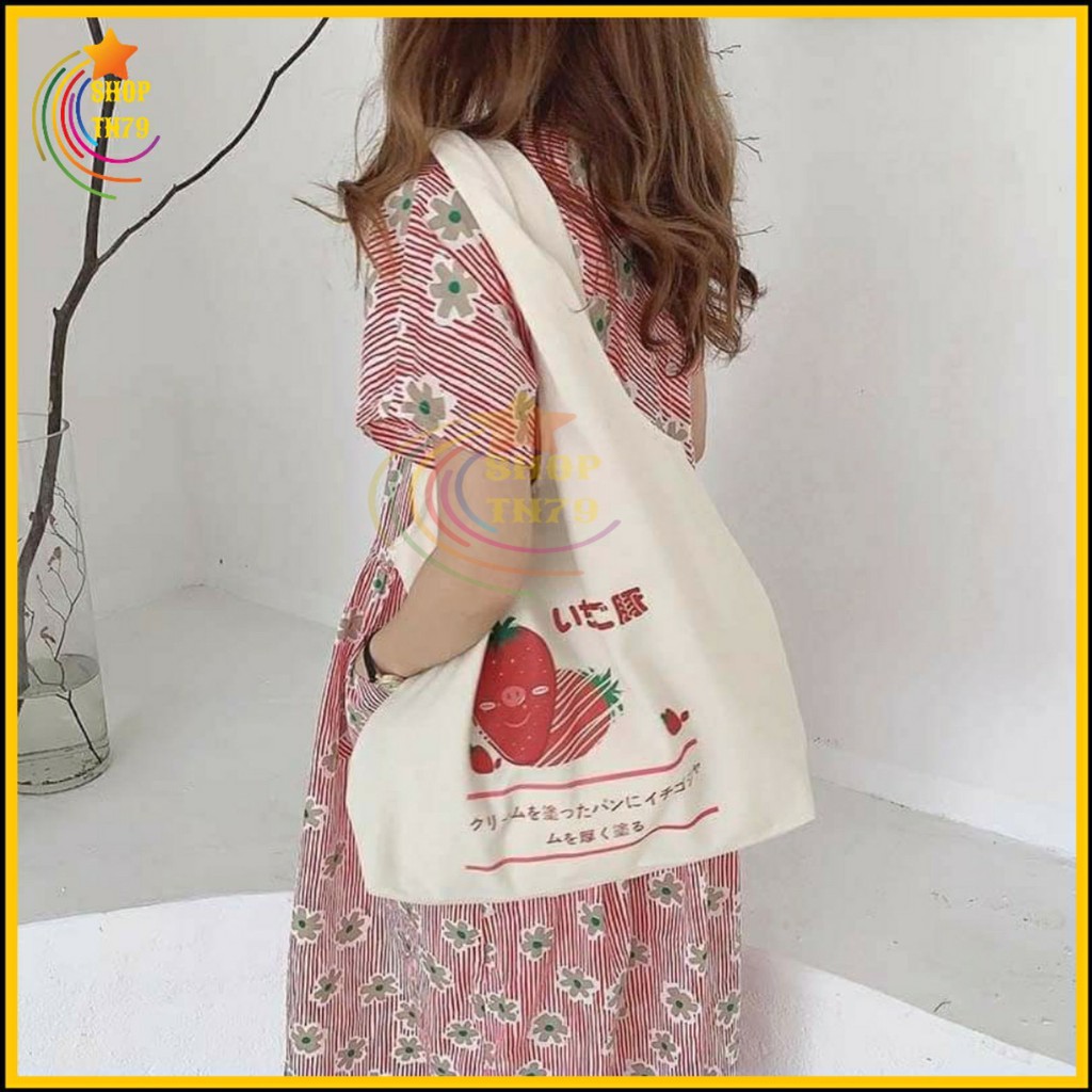 Túi đeo vai thời trang vải canvas mềm loại to đi hoc , đi chơi , đi làm đều rất đẹp - DÂU SỌC