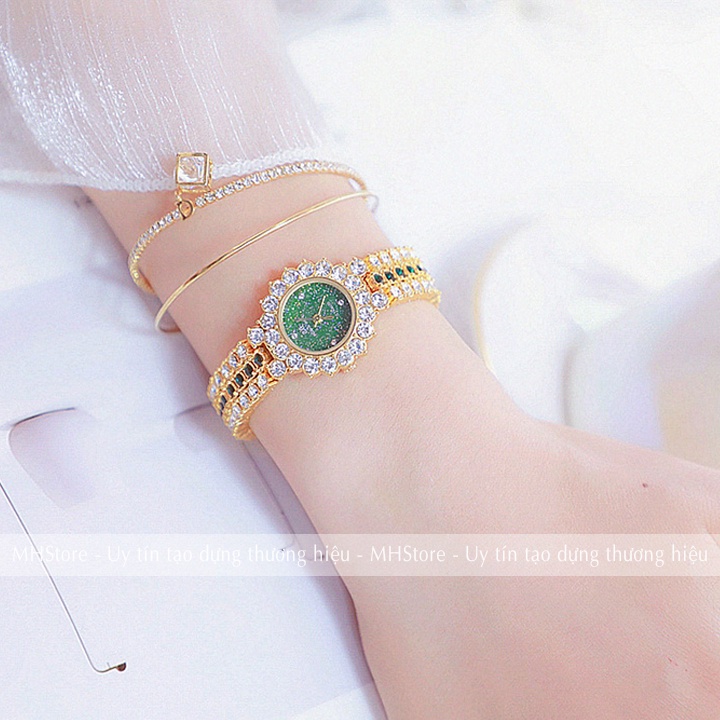Đồng hồ nữ dây thép BS Bee Sister - Viền đính đá nhỏ nhắn xinh xắn, phong cách Hàn Quốc