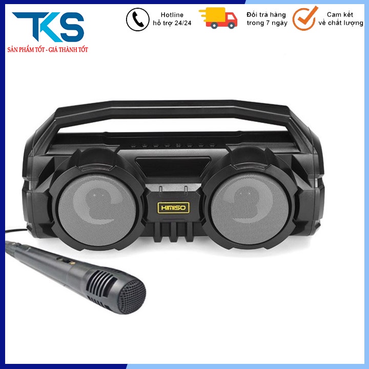 Loa Bluetooth karaoke xách tay Kimiso KM-S1/S2 - 2 Bass Cực Mạnh, Tặng 1 Micro Có Dây Hát Karaoke