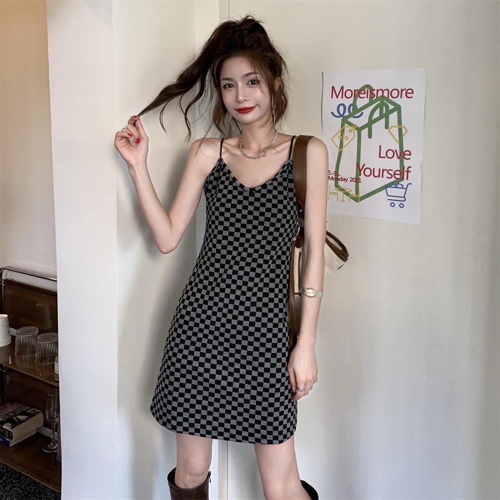 Hot!F &amp; X Set Áo Sweater Dệt Kim Dáng Ngắn Phối Đầm Hai Dây Phong Cách Retro Thời Trang Mùa Xuân Dành Cho Nữ 2022