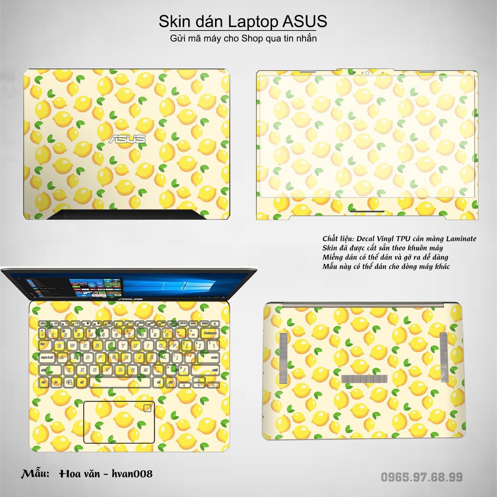 Skin dán Laptop Asus in hình Hoa văn bộ 2 (inbox mã máy cho Shop)