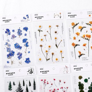 Sticker hoa lá trong-Dán Sổ - Hình Dán Sổ - Hoa Lá Cây Cỏ Nền Trong
