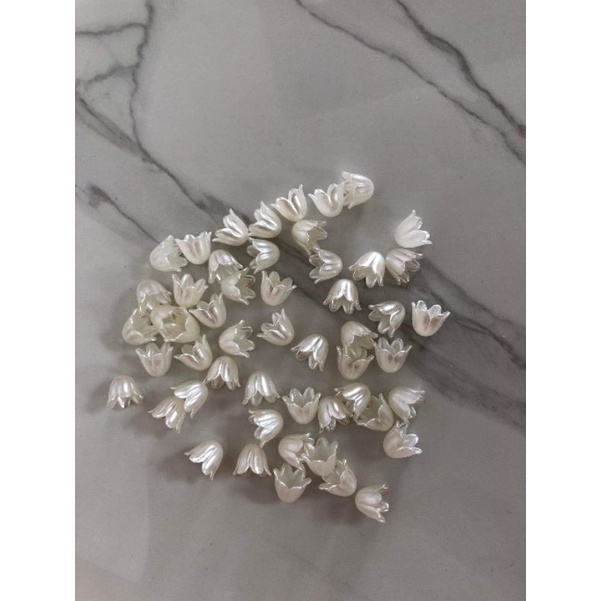 (50g)Hoa nhựa, Nụ hoa linh lan ngọctrai 10mm, nguyên liệu làm trang sức cổ trang, Nguyên liệu diy
