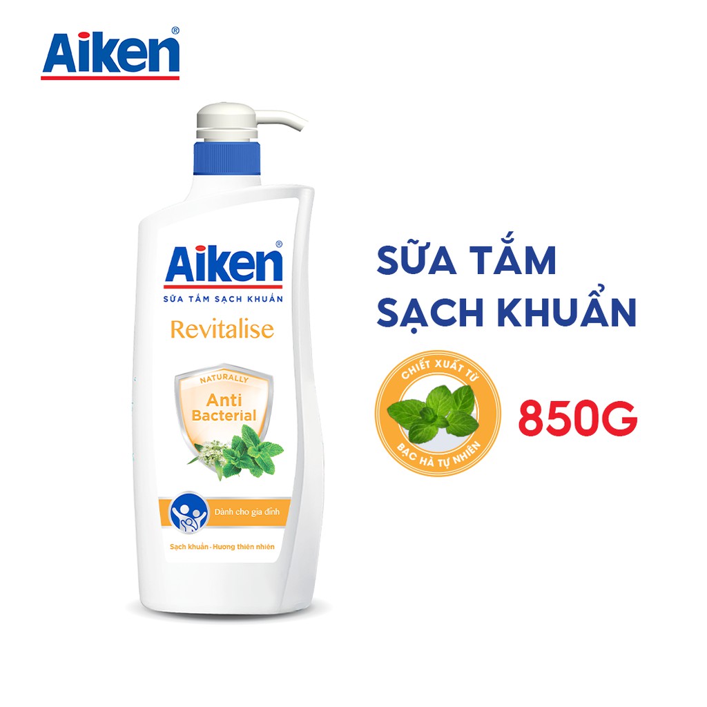 [Mã COSBDAG5 giảm 8% đơn 150k] Aiken Sữa tắm Sạch khuẩn Chiết Xuất Bạc Hà 850g