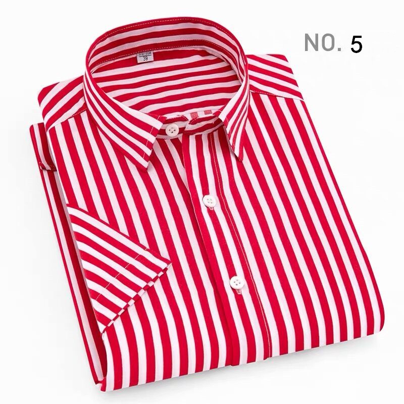 Áo Sơ Mi Tay Ngắn Dáng Ôm Họa Tiết Kẻ Sọc 7 Màu Thời Trang Hàn Quốc Cho Nam 90kg