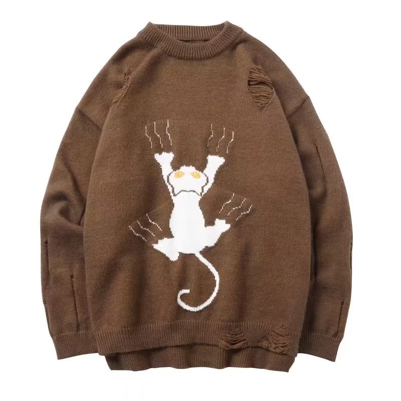 Áo Sweater Cổ Tròn In Họa Tiết Hoạt Hình Phong Cách Hipster Thời Trang Thu Đông Cho Nam