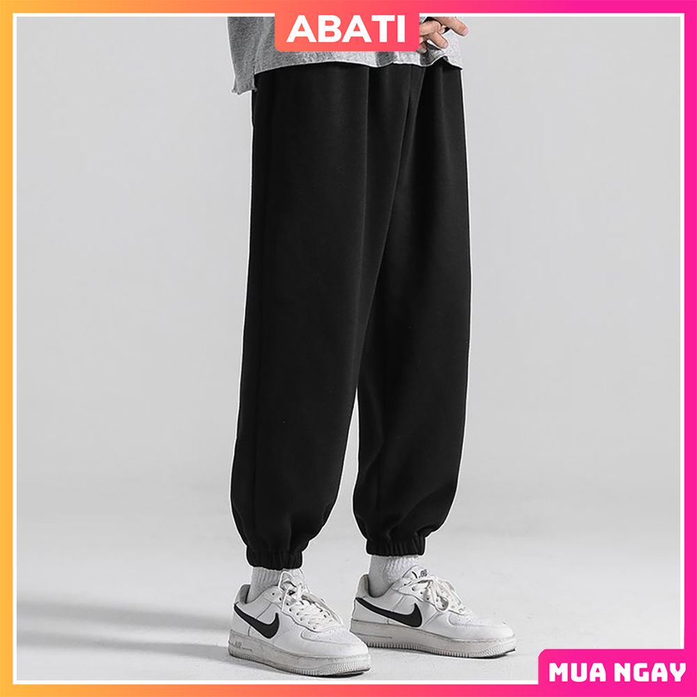 Quần Jogger ống rộng unisex bo gấu thể thao dáng suông nam nữ chất nỉ da cá bigsize thu đông ấm áp basic pants