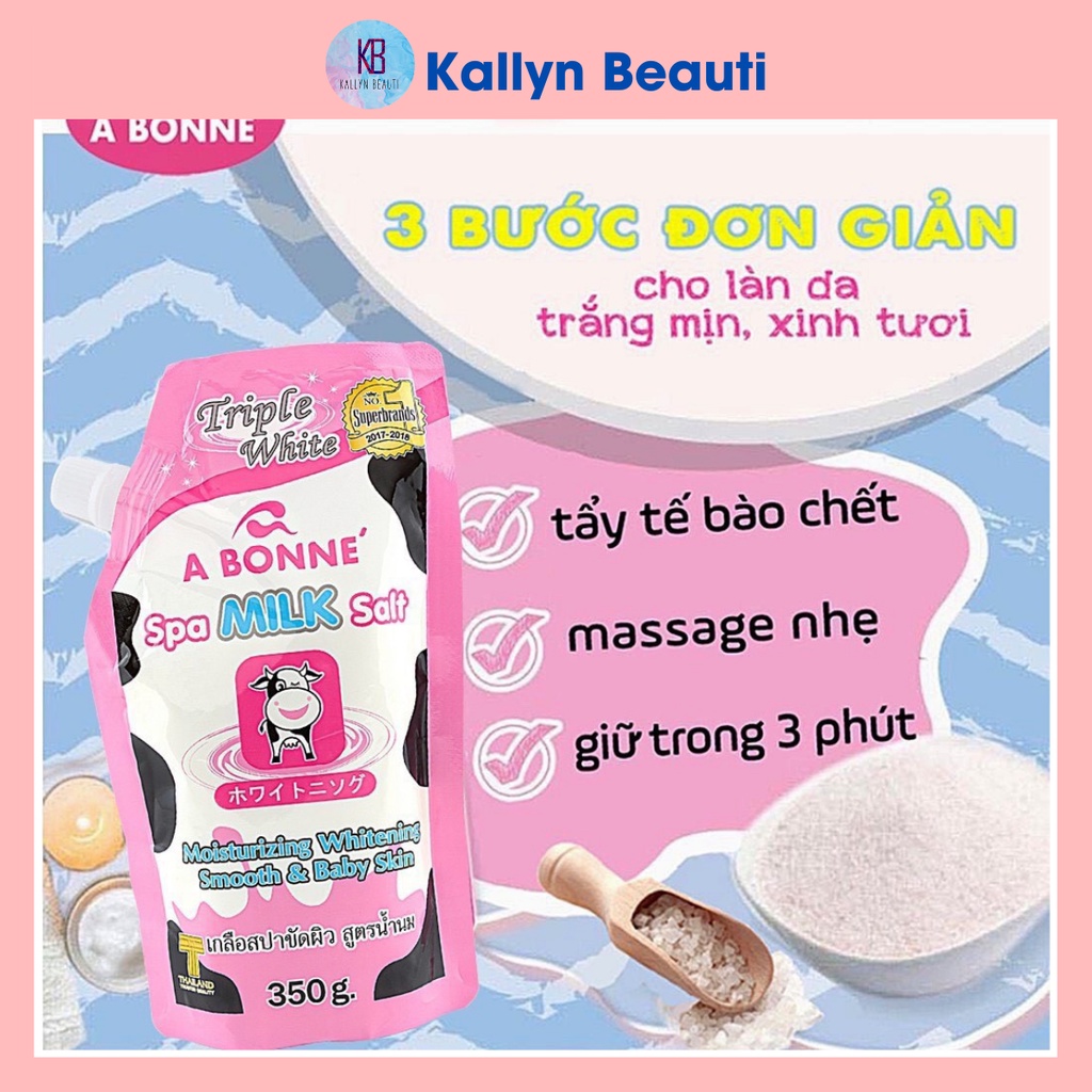 Muối tắm sữa bò tẩy tế bào chết A Bonne dưỡng trắng Spa Milk Salt 350g Thái Lan Kallyn