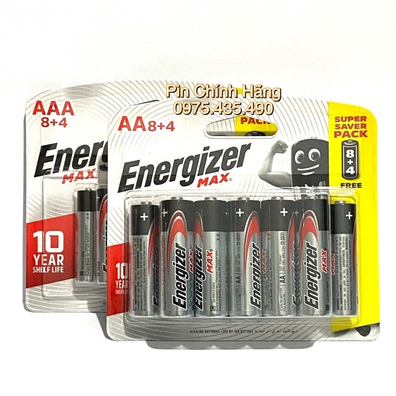 Pin AA Energizer Max - E91BP8+4 Hàng Chính Hãng DKSH Việt Nam Vỉ 12 Viên