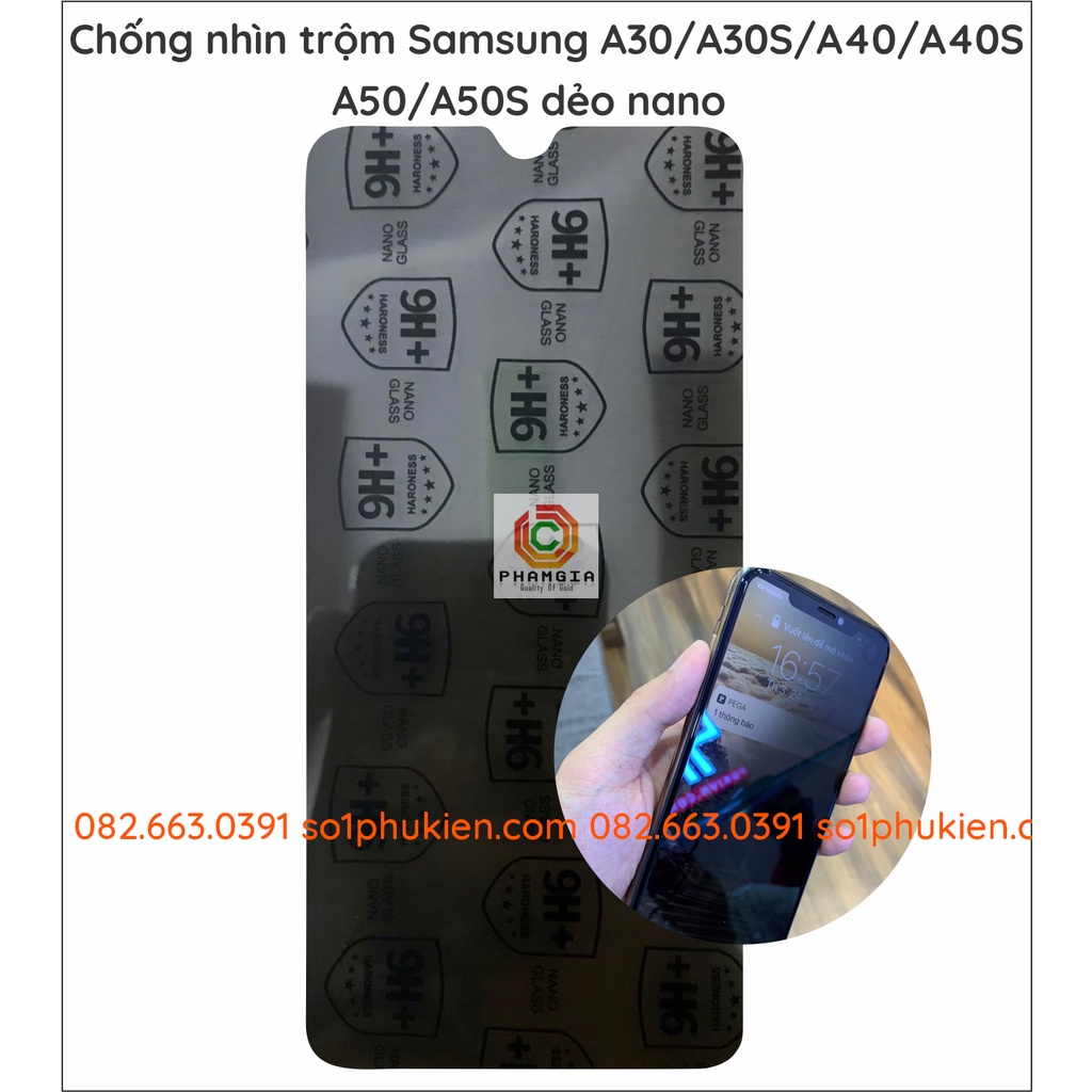 Dán cường lực chống nhìn trộm Samsung A30 / A30S / A40 / A40S / A50 / A50S Dẻo nano