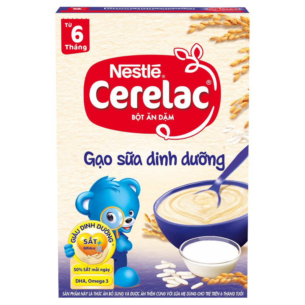 [Tặng Chén Ăn Dặm] Combo 2 Hộp Bột Ăn Dặm Nestlé Cerelac Gạo Sữa Và Rau Xanh Bí Đỏ 200g/Hộp
