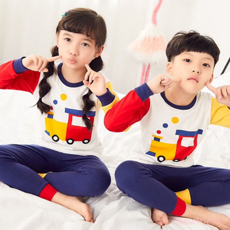 Bộ pijama gồm áo dài tay + quần dài in họa tiết hoạt hình cho bé