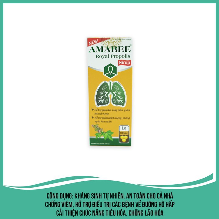 Siro Ho Keo ong  Amabee Royal Propolis - Giúp Giảm Ho, Long Đờm , giảm đau rát họng  ho giai dẳng lâu ngày ,khàn tiếng.