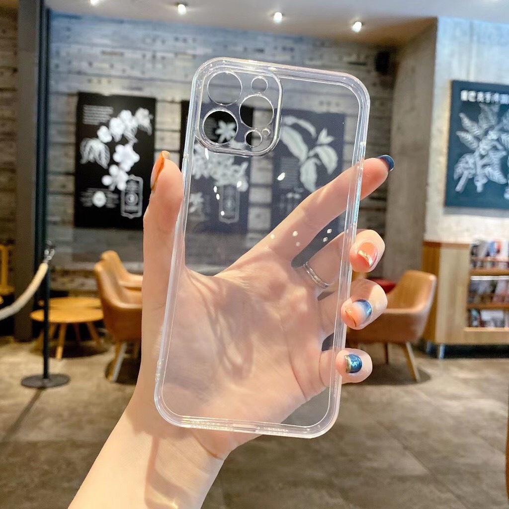 Ốp Lưng Iphone trong suốt Viền Vuông Dày Bo Camera bảo vệ Camera IP 6 6s 7 8 Plus SE X XS XS Max 11 12 13 Pro Max U196