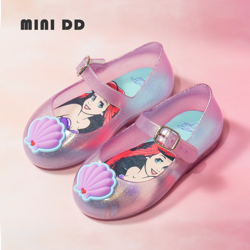 Giày nhựa thơm bé gái, sandal MINI DD mềm họa tiết CÔNG CHÚA phong cách Hàn Quốc DQ02