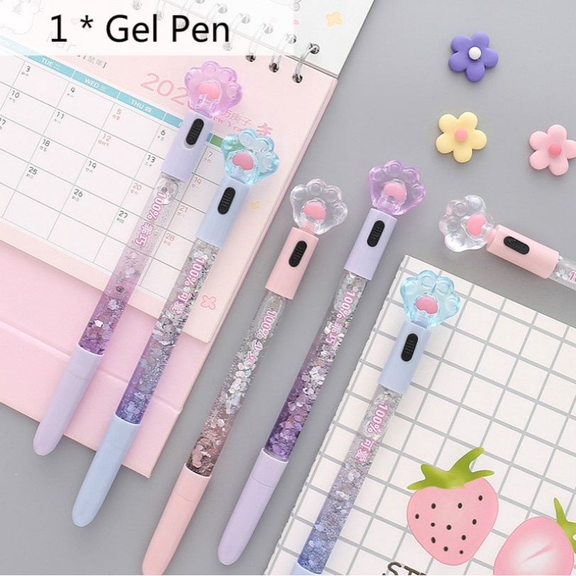 Bút mực gel có kim tuyến cát phát sáng độc đáo đính hình sáng tạo cho văn phòng