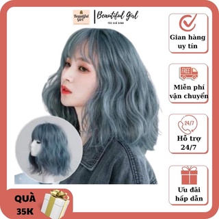 Tóc giả nguyên đầu nữ xù lỡ 🎀freeship🎀 tóc cả đầu xù lỡ xám khói - hàng sẵn