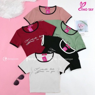 Hàng Áo croptop viỀn cỔ in chỮ 🎊🎊🎊 xuất khẩu