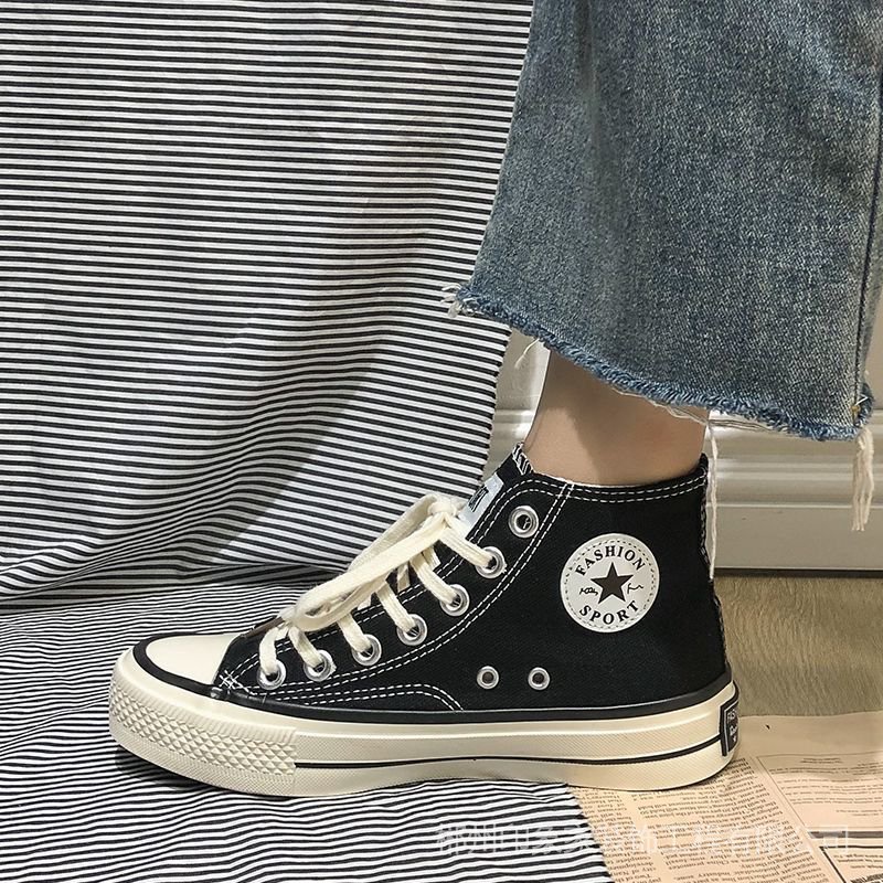 Giày Vải Canvas Cổ Cao Phong Cách Harajuku Retro 1970s Cá Tính Dễ Phối Đồ