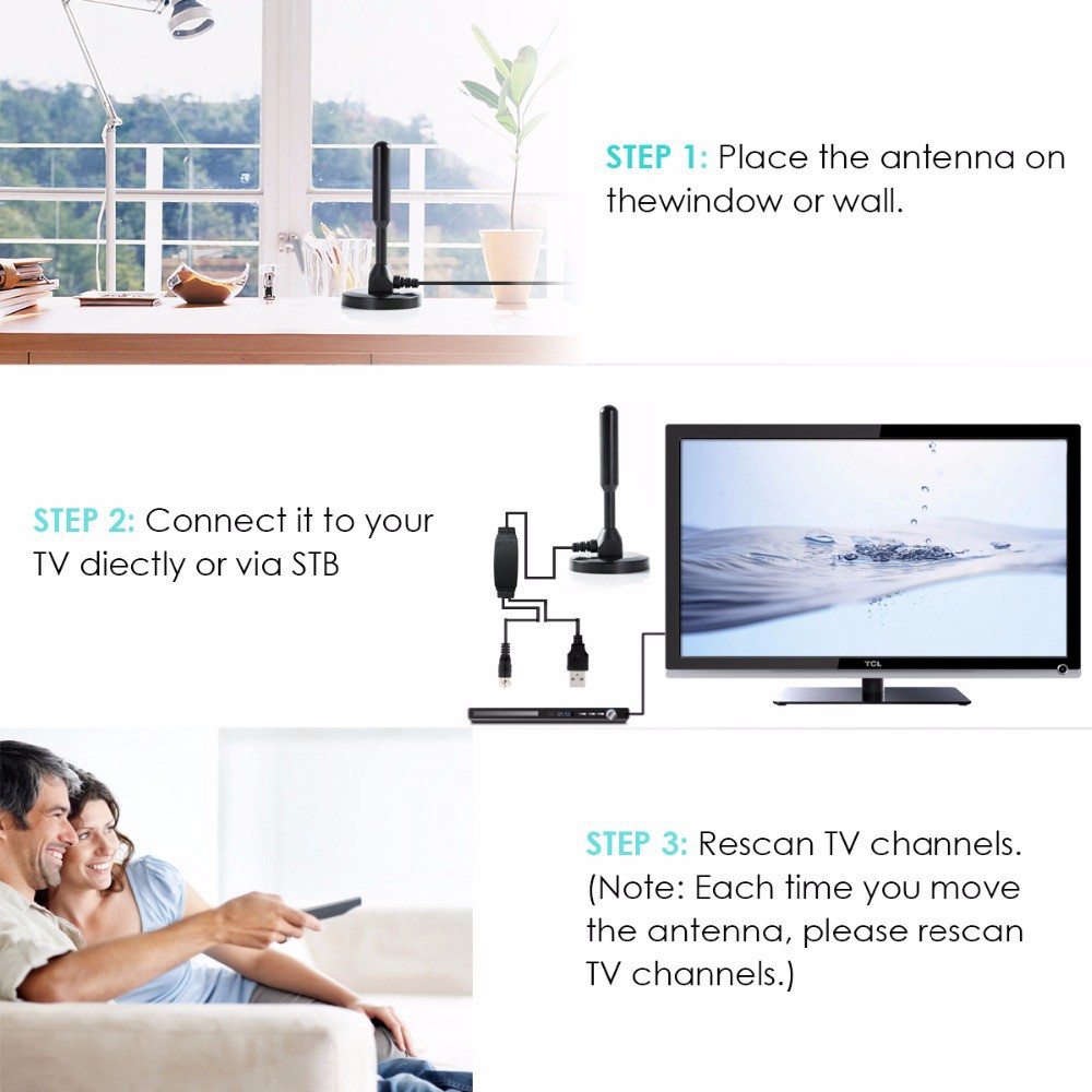 Ăng-ten kỹ thuật số trong nhà 25dbi Freeview cho HDTV
