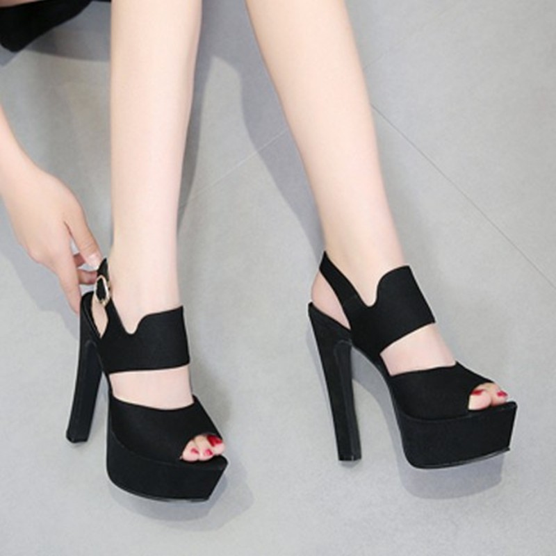 ORDER Dép nữ quai đế gót vuông cao 14cm HI179