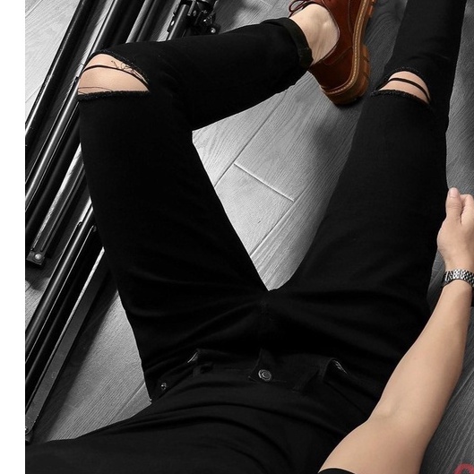 Quần jean nam rách gối cao cấp-chất bò co dãn 4 chiều-from chuẫn thời trang Lady-Hn Store88 q2
