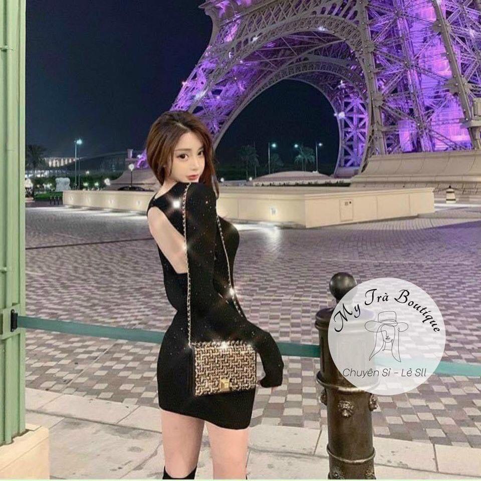 D5075 ❤️🤎ĐẦM THUN KIM TUYẾN HỞ LƯNG 🤎 | BigBuy360 - bigbuy360.vn