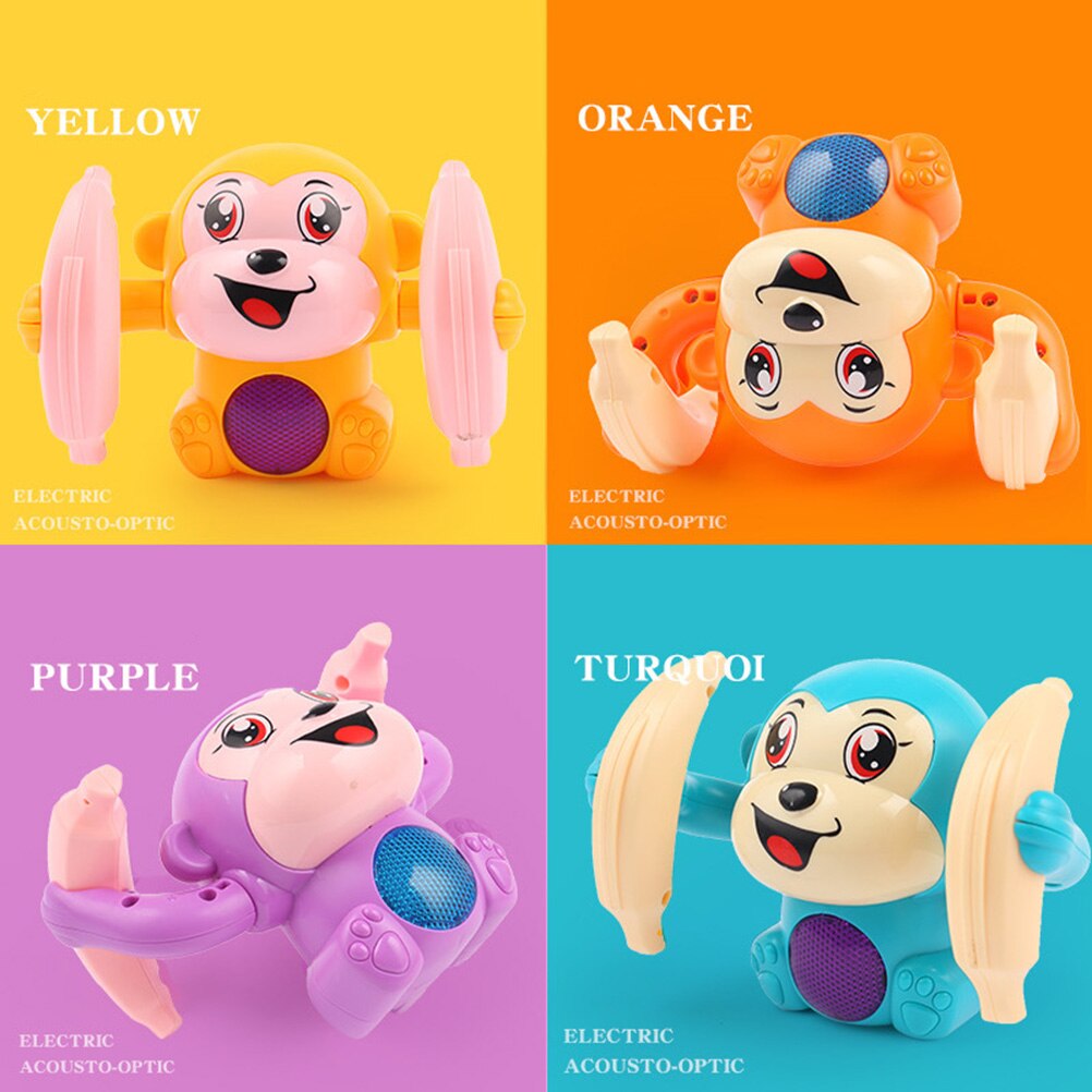 2021 New Music Banana Flipping Monkey Toy Electric Voice Control Induction Tumbling Cartoon Model Toy As Kids Gift