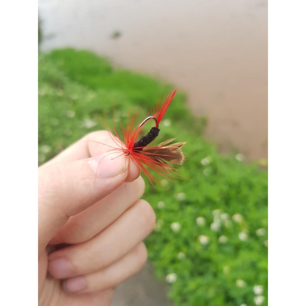 Combo 12 con mồi gắn lông vũ cánh bướm câu rô phi,câu mương,lóc,ngão,....