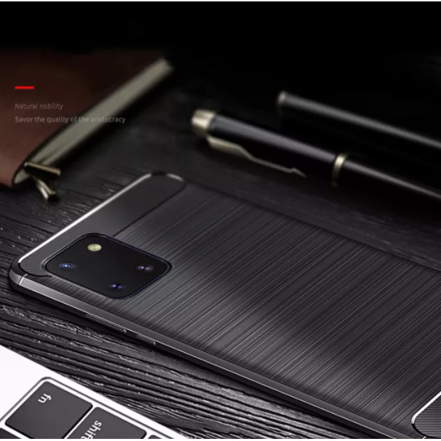 Ốp điện thoại silicon sợi carbon chống sốc thời trang cho Samsung Galaxy Note 10 Lite