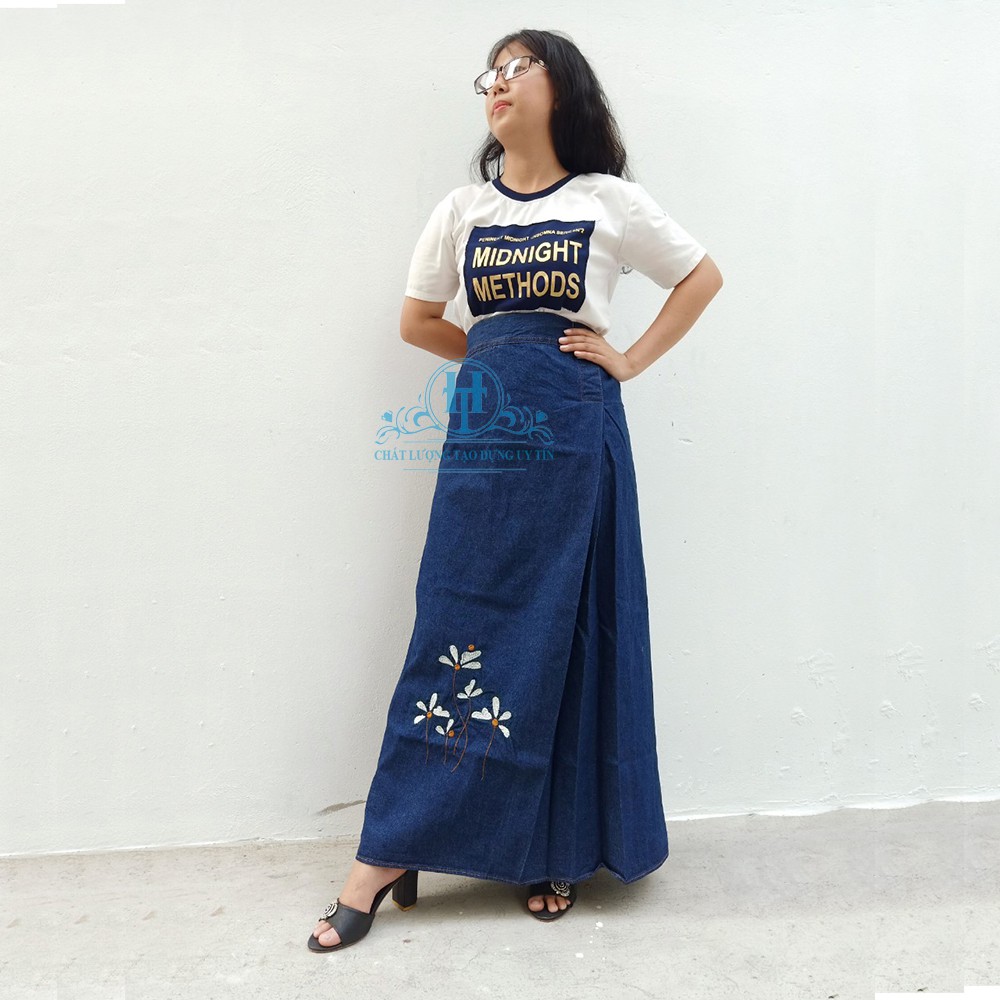 [ Không Chất Lượng  - HOÀN TIỀN ] VÁY CHỐNG NẮNG JEAN THÊU HỌA TIẾT - Váy chống nắng vải Jean mềm chống tia UV 100% | BigBuy360 - bigbuy360.vn