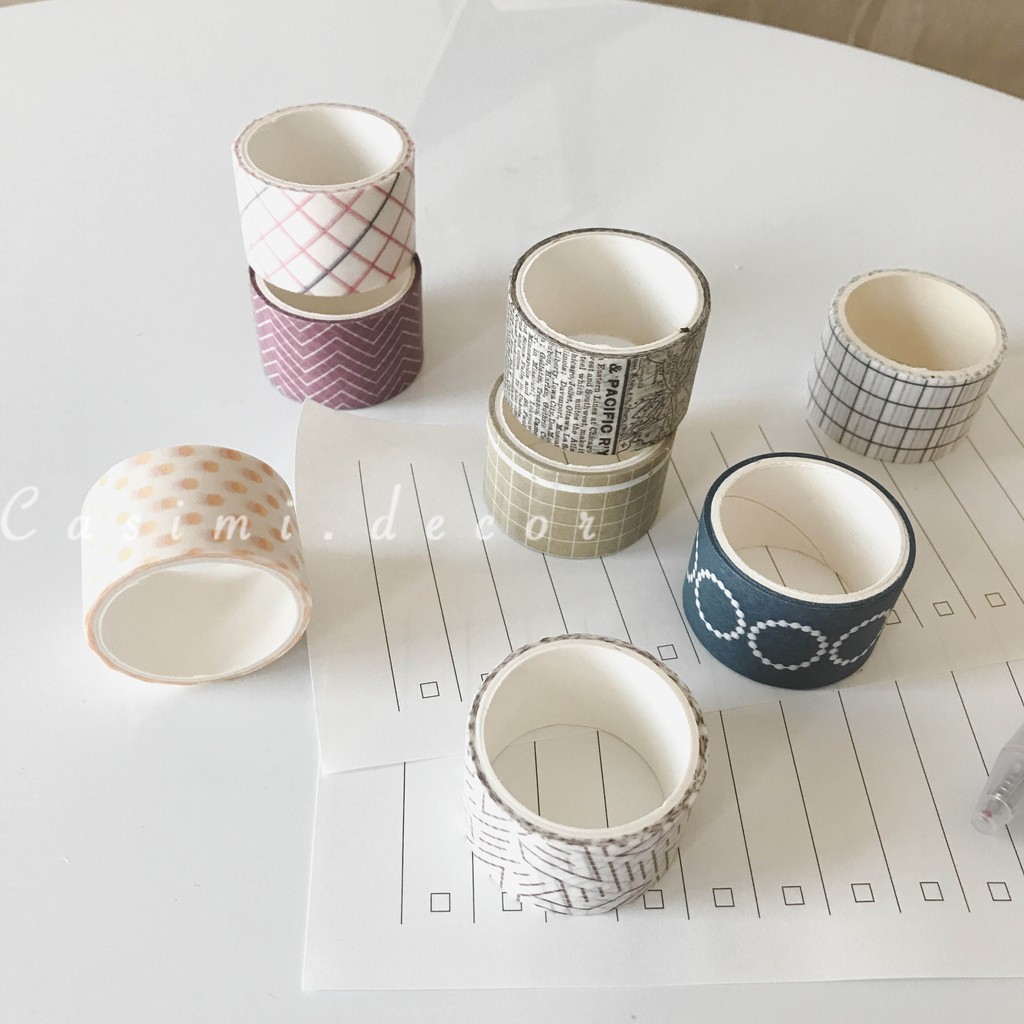 MASKING TAPE HOẠ TIẾT băng keo giấy dán bìa ảnh VINTAGE trang trí phụ kiện postcard Casimi Decor