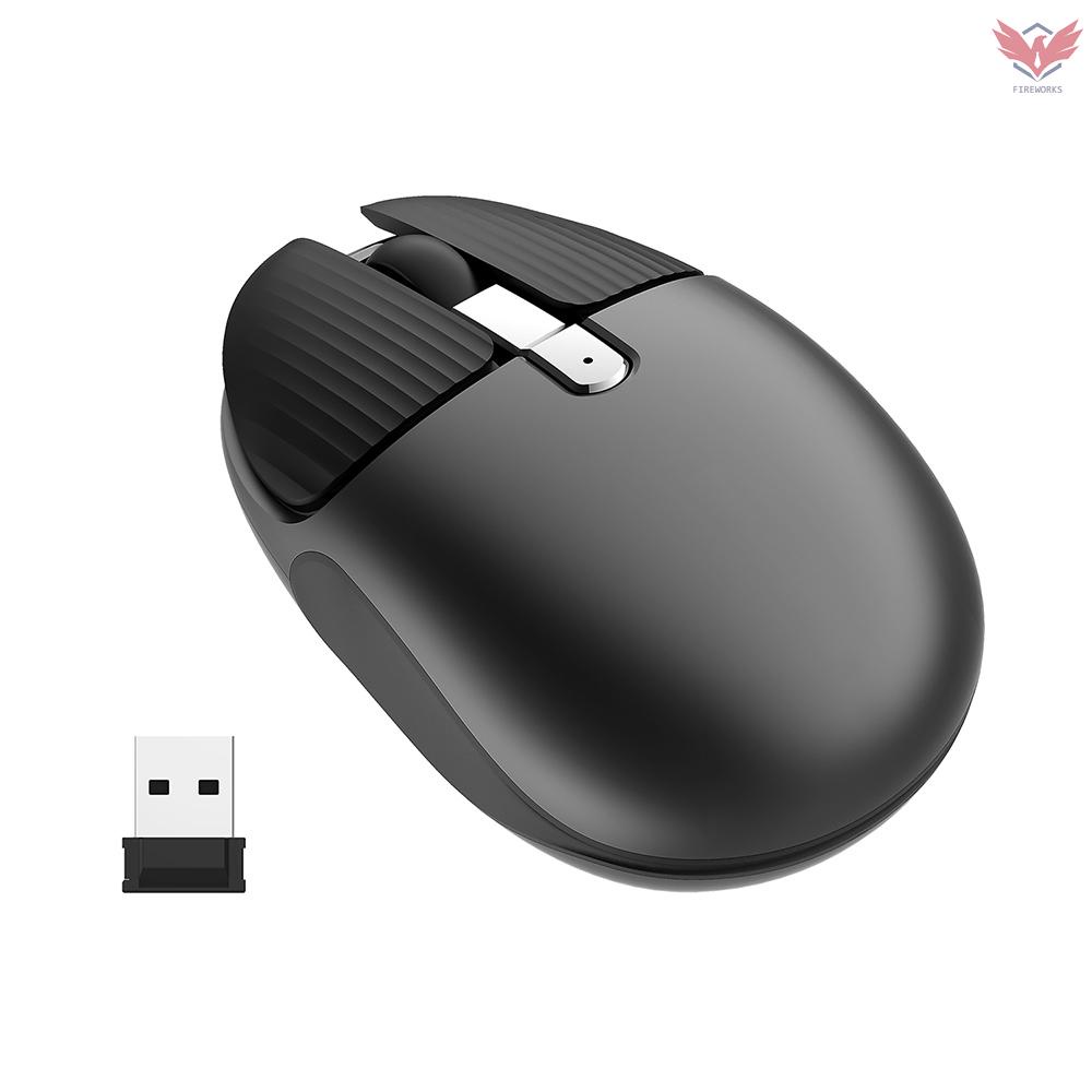 HXSJ M106 2.4G Wireless Mouse Rechargeable Mouse Mute Button Mouse with Hide Desktop Button for PC Laptop Black