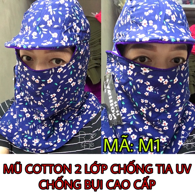 MŨ COTTON 2 LỚP CHỐNG TIA UV CHỐNG BỤI CAO CẤP FREESIZE