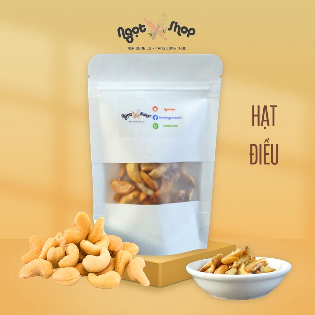 Hạt điều vỡ đôi tách vỏ rang chín 100g , hàng loại 1