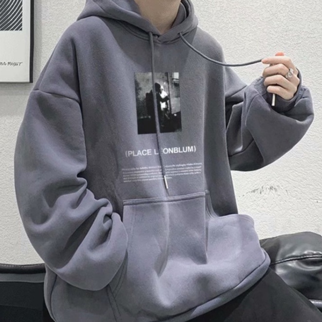 Áo hoodie tay dài dáng rộng thời trang năng động cho nam