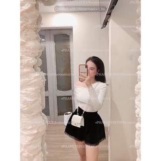 Áo thun tăm nữ dài tay trễ vai SHEIN auth