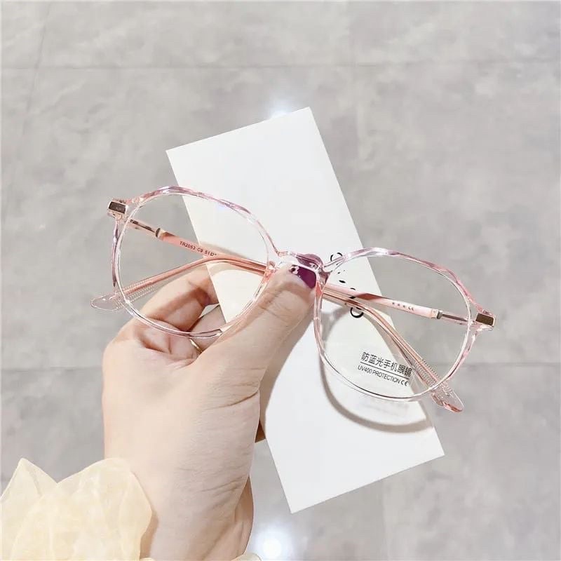 Kính Gọng Cận Siêu Dẻo dáng tròn 2053 hồng thạch full màu Kính Gọng Dẻo Bunny