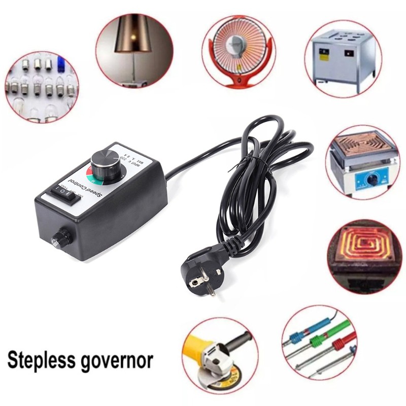 YIN EU Plug 230V Stepless Motor Speed Controller Fan Governor Switch Dimmer Adjuster