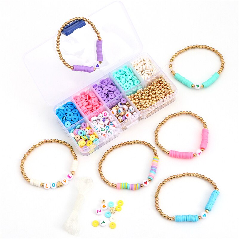 Bộ hạt xỏ lỗ tròn dẹt kích thước 4mm nhiều màu sắc dùng để làm vòng tay thủ công