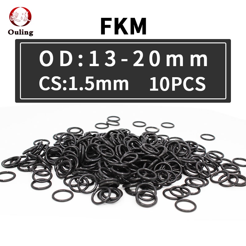 Set 10 Vòng Đệm Cao Su Hình Chữ O Màu Đen Dày 1.5mm OD13 / 14 / 15 / 16 / 17 / 18 / 19 / 20 * 1.5mm Chống Áp Lực Dầu Chống Mòn