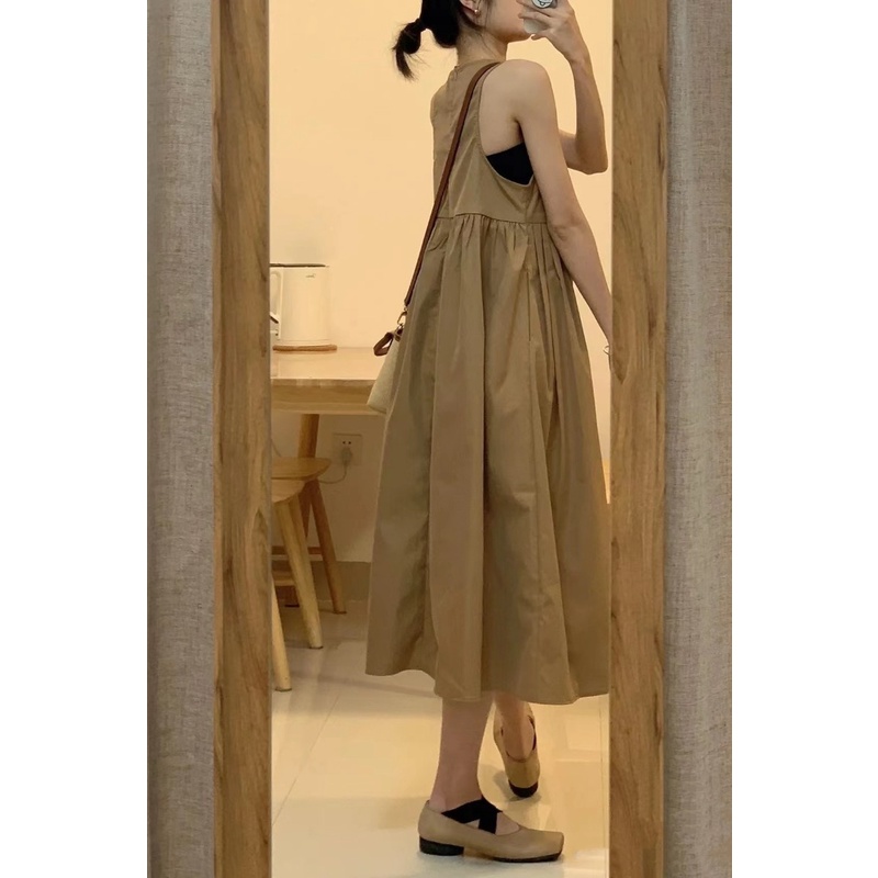 Xiaozhainv Đầm Dài Không Tay Kiểu Pháp Thời Trang Mùa Hè Thanh Lịch Cho Nữ