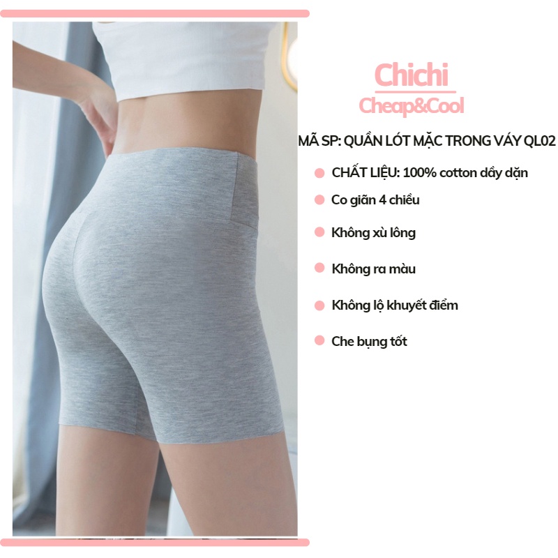 Quần legging lửng nữ cạp cao nâng mông quần lót cotton mặc trong váy gen bụng ChiChi QL02