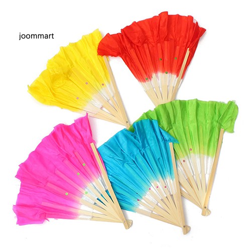 【JM】Chinese Style Handmade Bamboo Handle Artificial Silk Folk Art Belly Dancing Fan