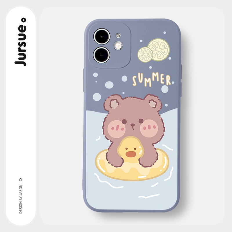 Ốp lưng JURSUE hoạt hình cặp đôi dễ thương đẹp cho iPhone 13 12 11 Pro Max SE 2020 X XR XS 8 7 ip 6S 6 Plus kute Y1791